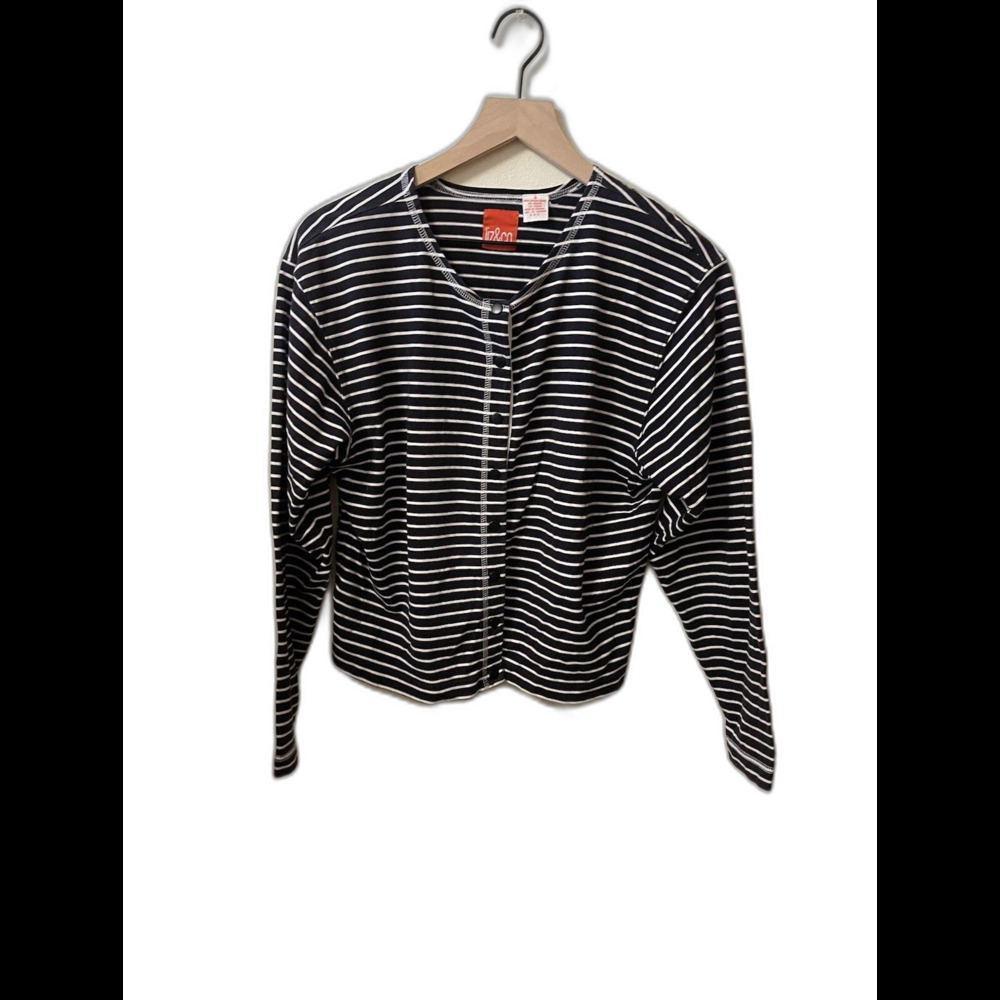 Liz and Company blue and white striped sweater size small
